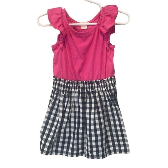 J CREW Crewcuts Baby Girl 2T Dress Blue White Pink Flutter Sleeve - Picture 1 of 8